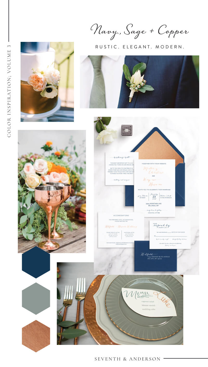 navy copper fall wedding colors