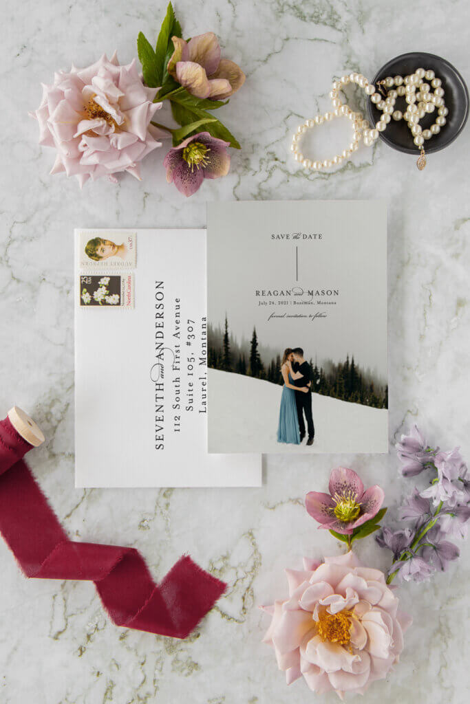 elegant montana photo wedding save the date cards seventhandanderson