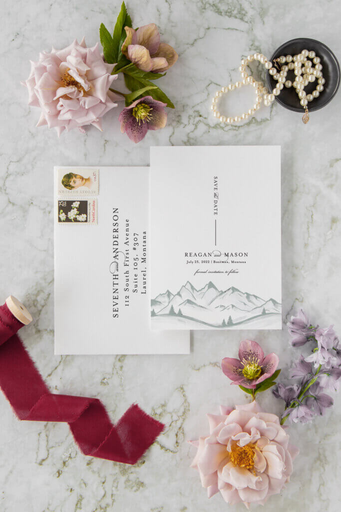 elegant mountain classic save the date cards wedding seventhandanderson