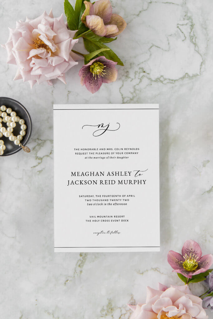 modern white black classic wedding invitations seventhandanderson