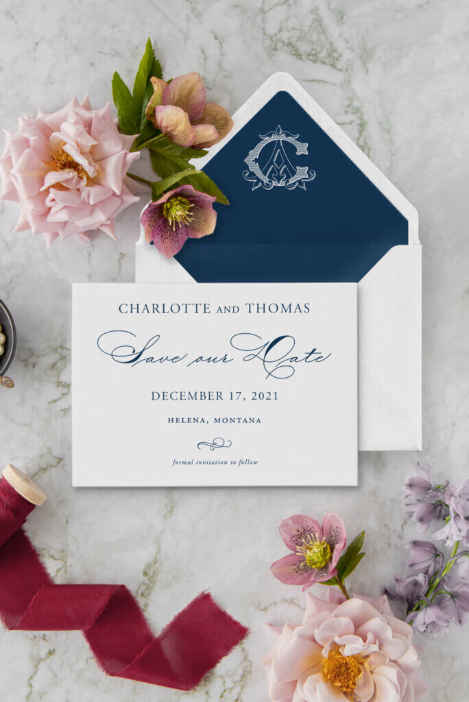 romantic navy blue wedding envelopes seventhandanderson