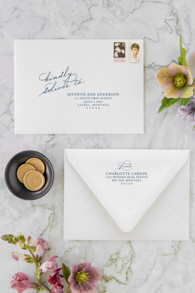 romantic navy wedding envelopes seventhandanderson