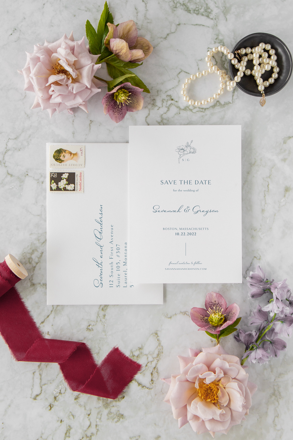 traditional-save-the-date-cards-floral-seventhandanderson
