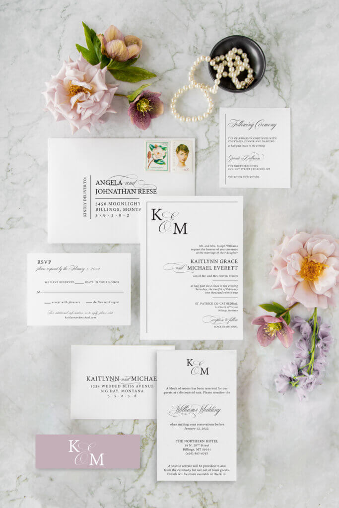 classic modern white black wedding invitations floral seventhandanderson