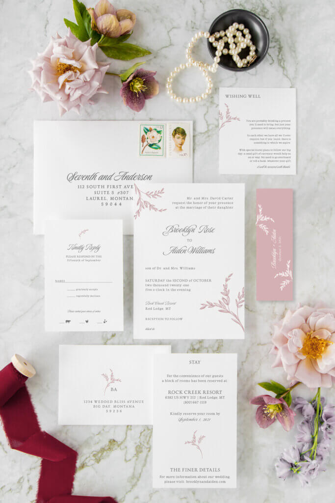 modern boho wedding invitations blush pink dusty seventhandanderson