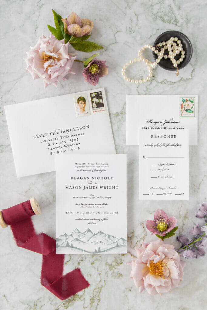 mountain elegant classic montana wedding invitations seventhandanderson
