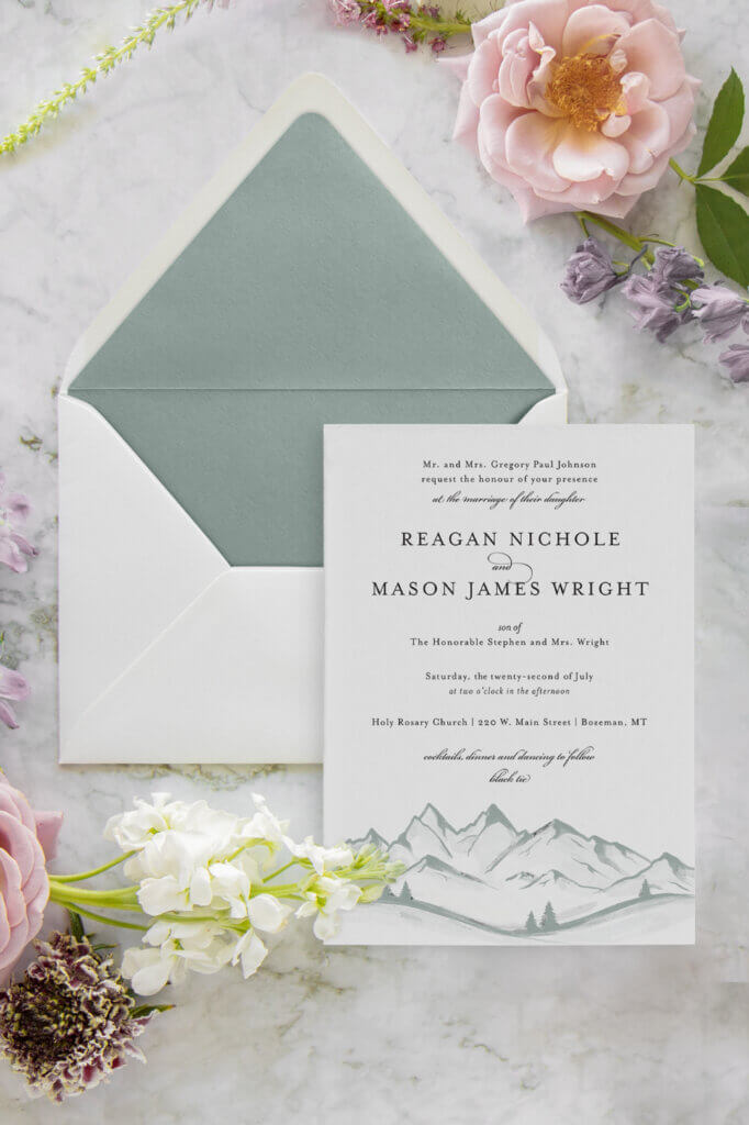 mountain montana classic elegant wedding invitation seventhandanderson