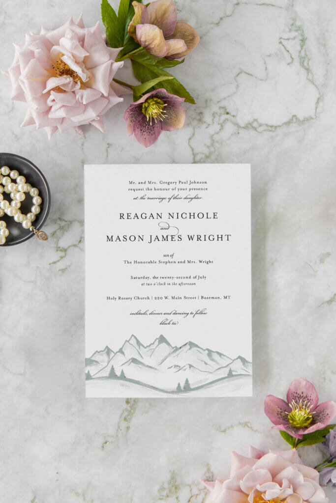 mountain montana elegant classic wedding invitation seventhandanderson