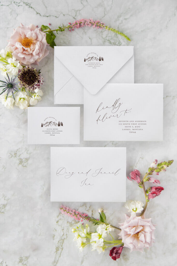 mountain montana wedding envelope addressing invitations seventhandanderson