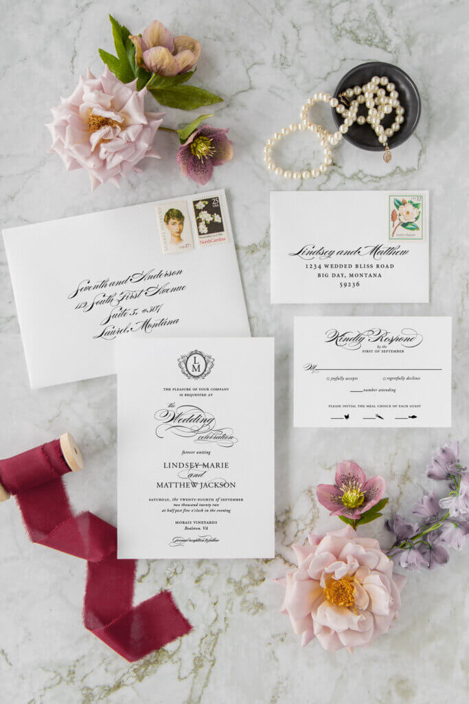 timeless wedding invitations navy blue fall elegant seventhandanderson