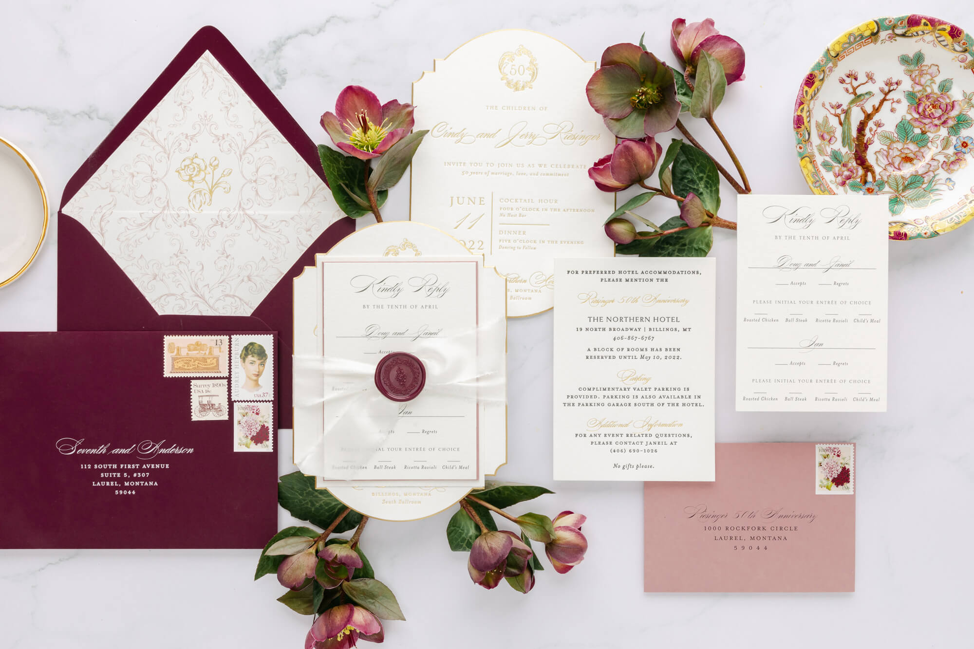 Celebrating 50 Years of Love: Our Parents' Golden Anniversary 5 custom gold foil beveled edge 50th anniversary invitation seventhandanderson